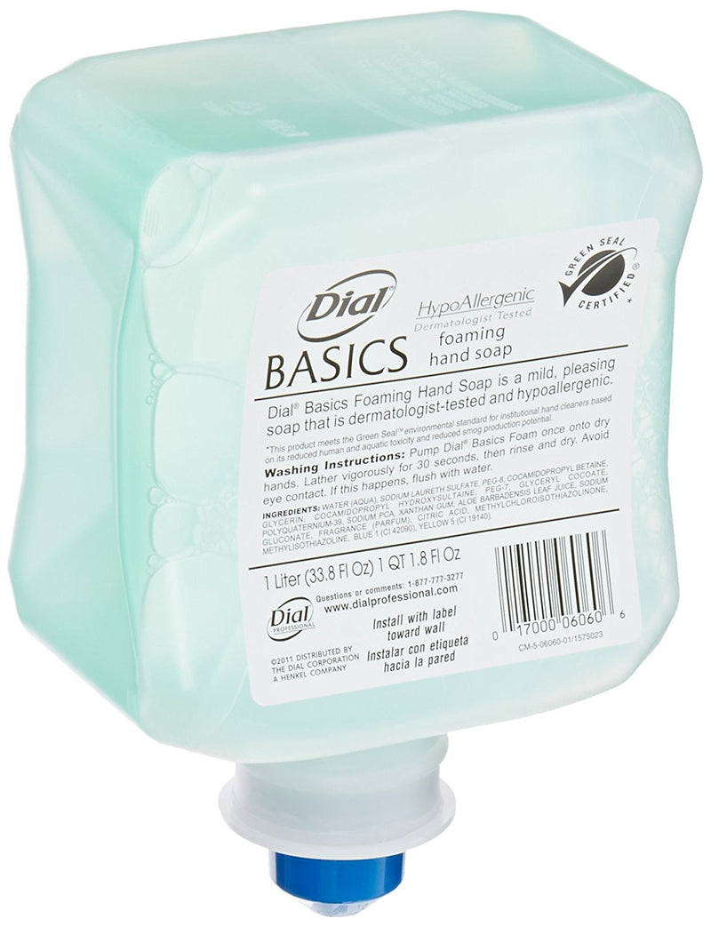 1324680 DIAL BASICS FOAMING HYPOALLERGENIC SOAP 6/1LT/CS